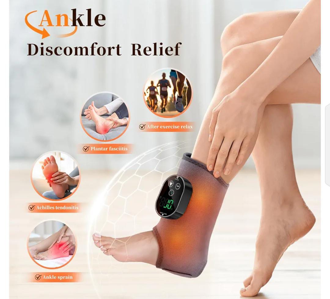 Electric Cordless Heated Ankle Guard Massager for Right or Left Foot Vibration Massage Wristband Hot Compress Ankle Wrist Brace