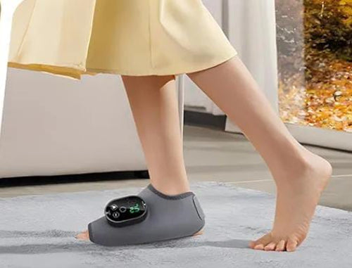 2-in-1 Foot Ankle Massage Belt Heating Vibration Multi-Area Massager with Extension Strap Thermal Relaxation Hot Compress Braces