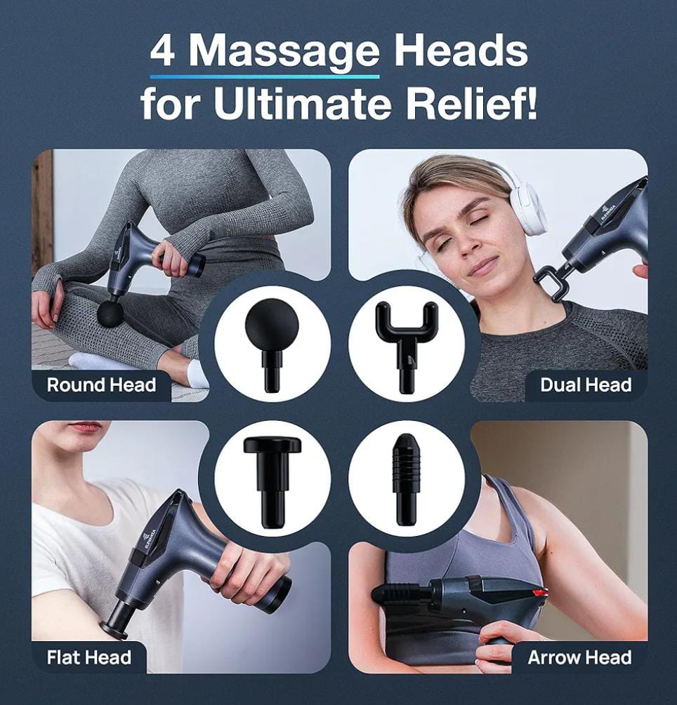 Multi-functional Fascia Massager Gun Deep Tissue muscle Relax With Split Drawstring 12 Leveladjustment for Neck Shoulder Back