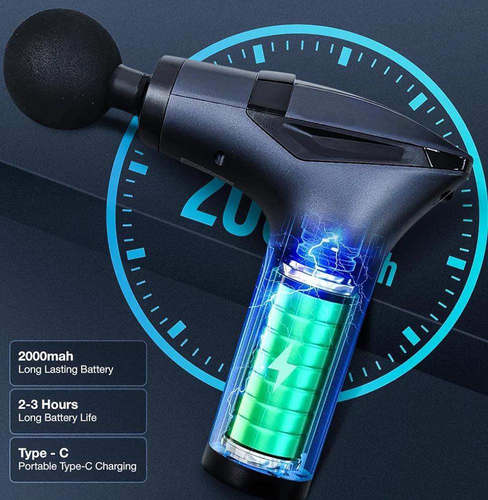 Multi-functional Fascia Massager Gun Deep Tissue muscle Relax With Split Drawstring 12 Leveladjustment for Neck Shoulder Back