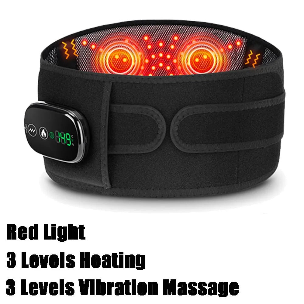 Electric Heating Waist Massage Belt Infrared Vibration Hot Compress Lumbar Brace Spine Decompression Massager Back Support Belt