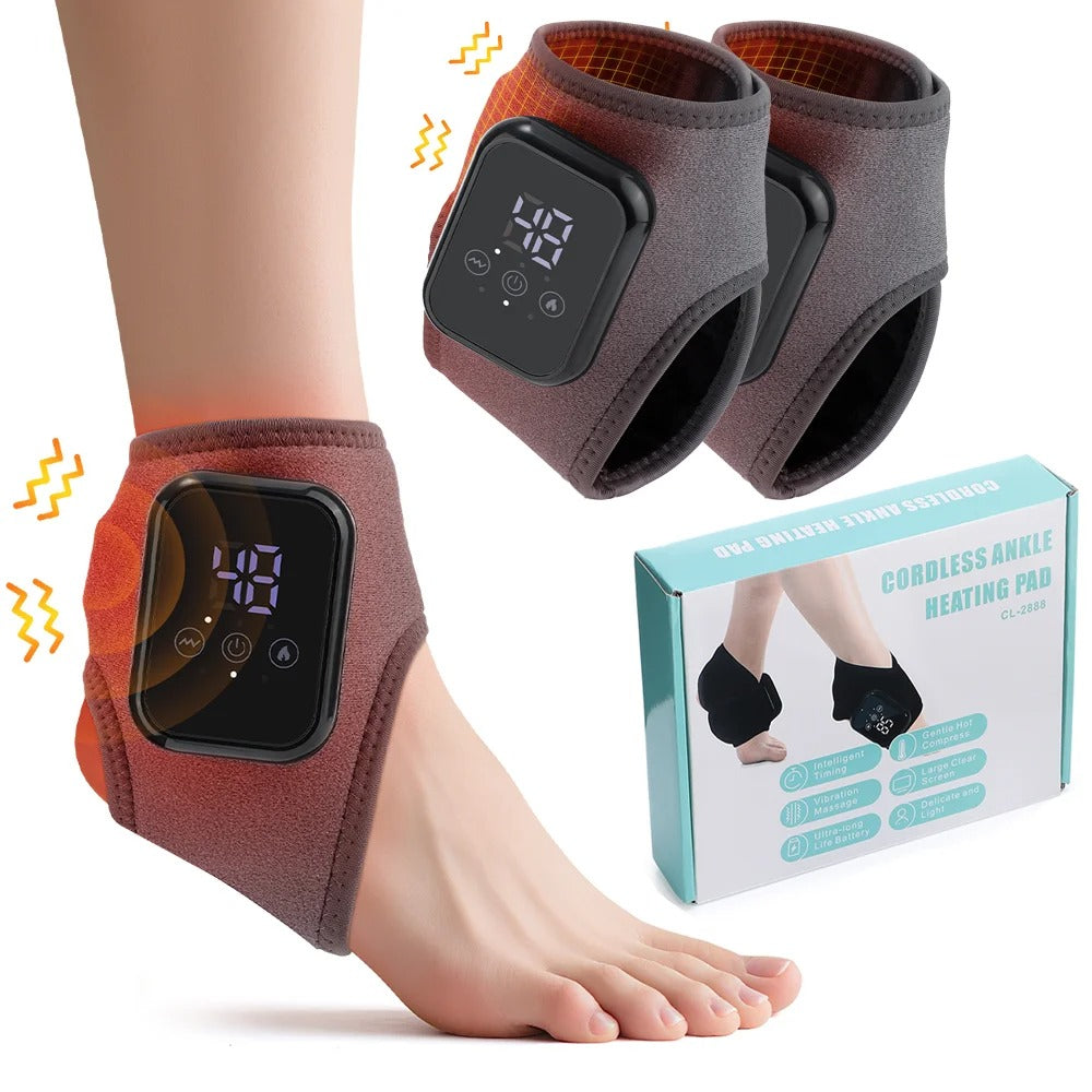 Electric Heating Ankle Guard 3 Levels Hot Compress Vibration Massage Cordless Foot Massager Ankle Joint Protection Heating Strap