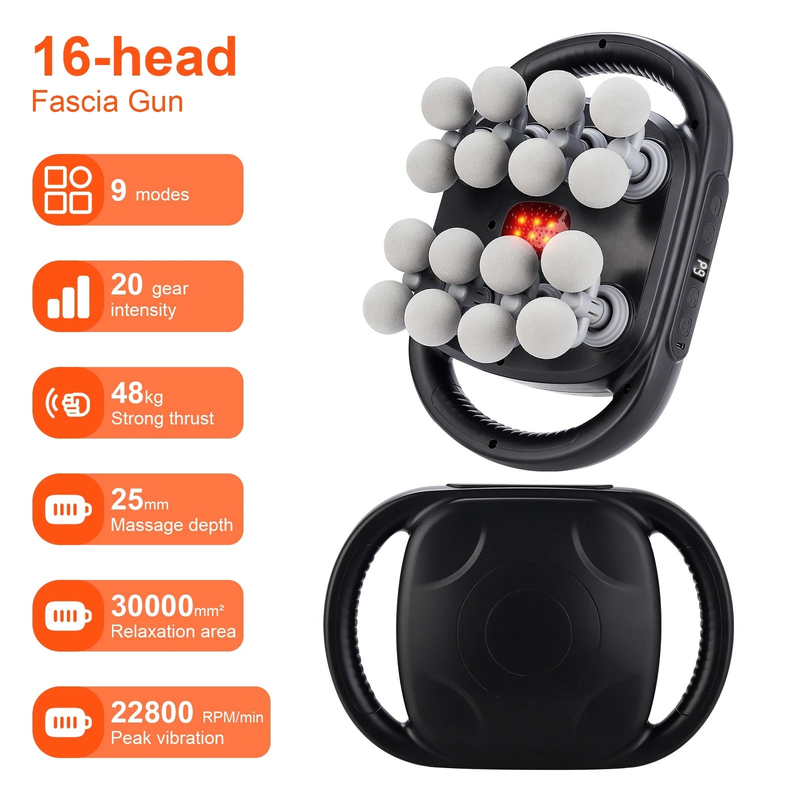 16-Head Fascia Gun High-Frequency Vibration Body Massage Gun Back and Waist Massager Neck Shoulder Massager Muscle massager