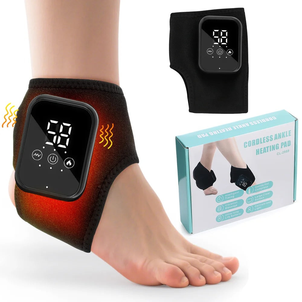 Electric Heating Ankle Guard 3 Levels Hot Compress Vibration Massage Cordless Foot Massager Ankle Joint Protection Heating Strap