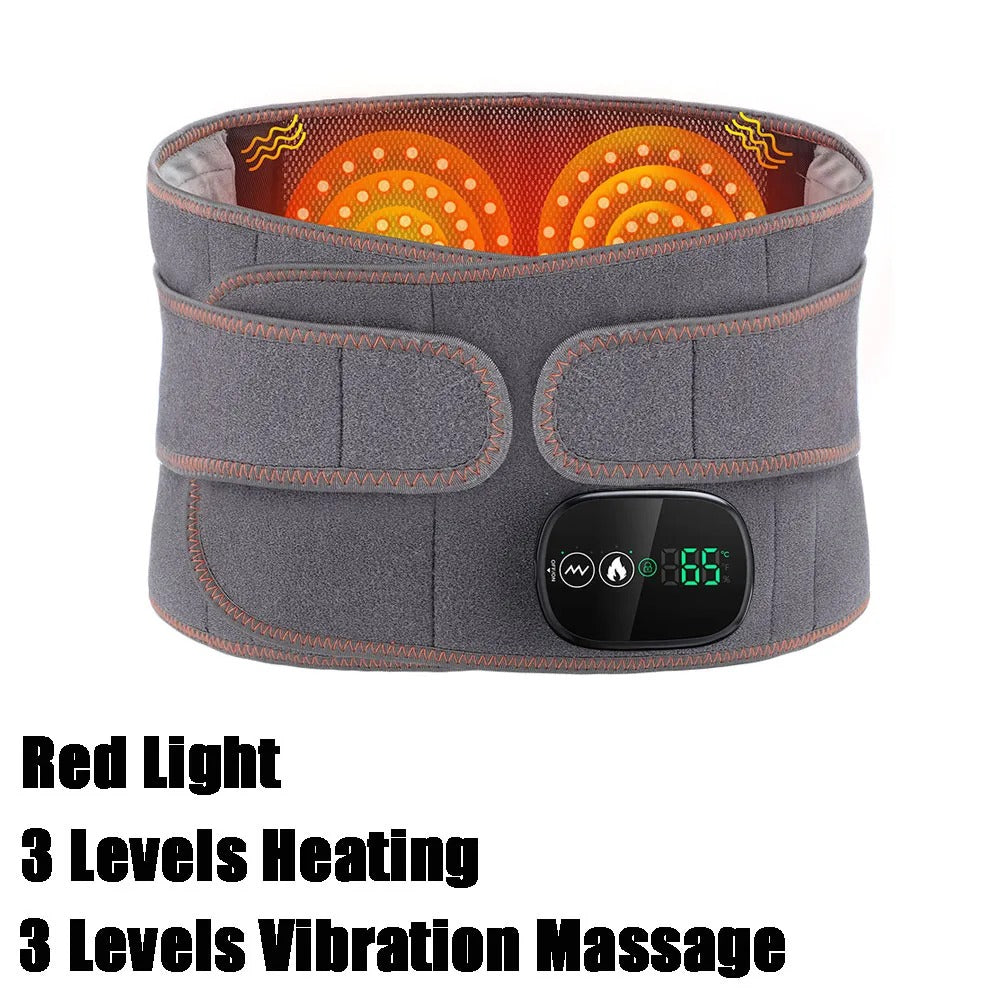 Electric Heating Waist Massage Belt Infrared Vibration Hot Compress Lumbar Brace Spine Decompression Massager Back Support Belt