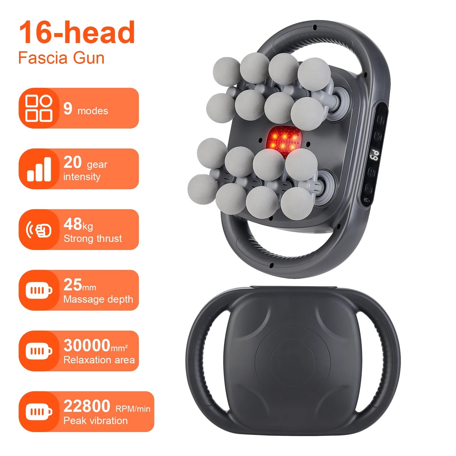 16-Head Fascia Gun High-Frequency Vibration Body Massage Gun Back and Waist Massager Neck Shoulder Massager Muscle massager