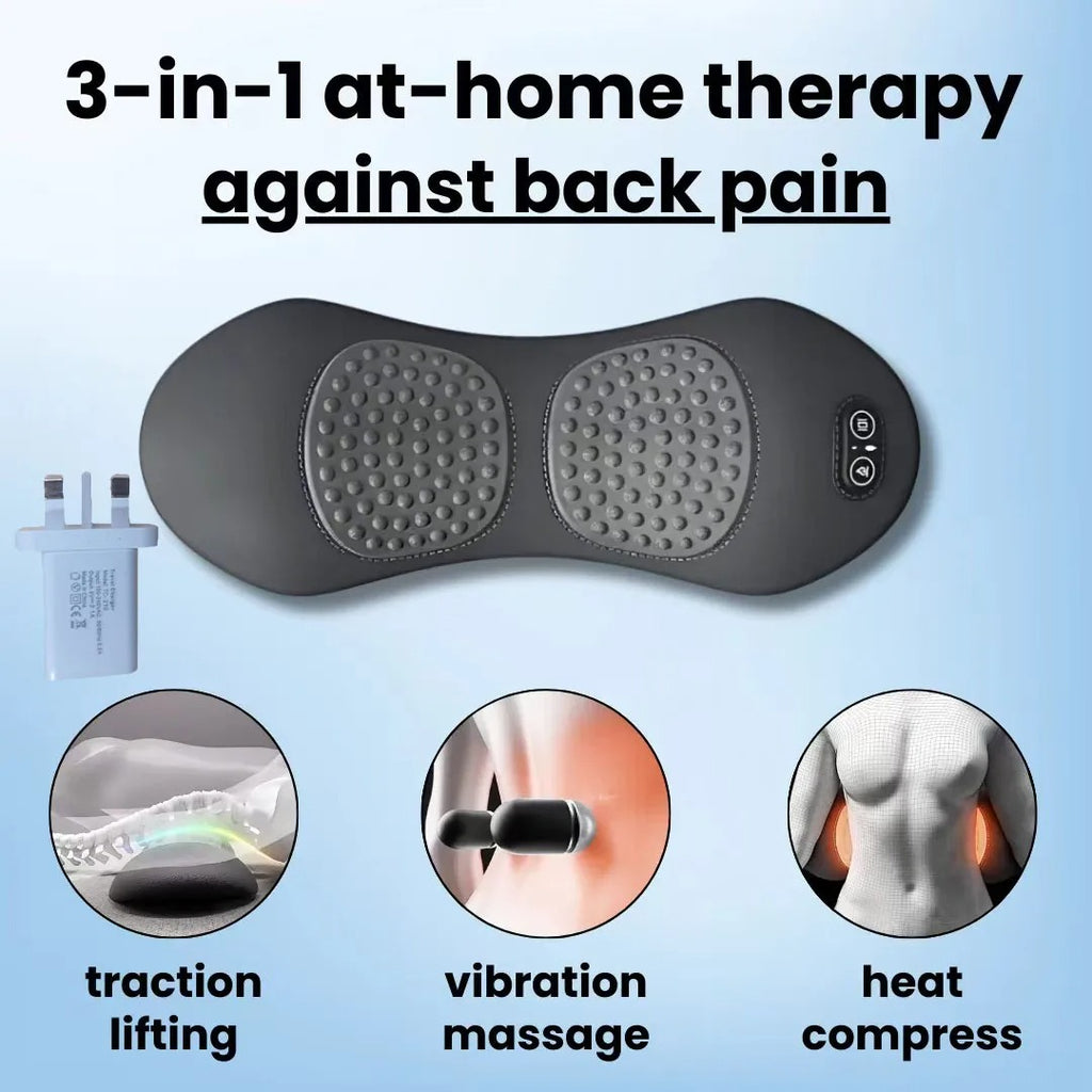 Emeka-3-in-1 Back Massager with Relief Deep Massage Gentle Stretching Warming Restoration Lower Back Pain Relief Waist Massager