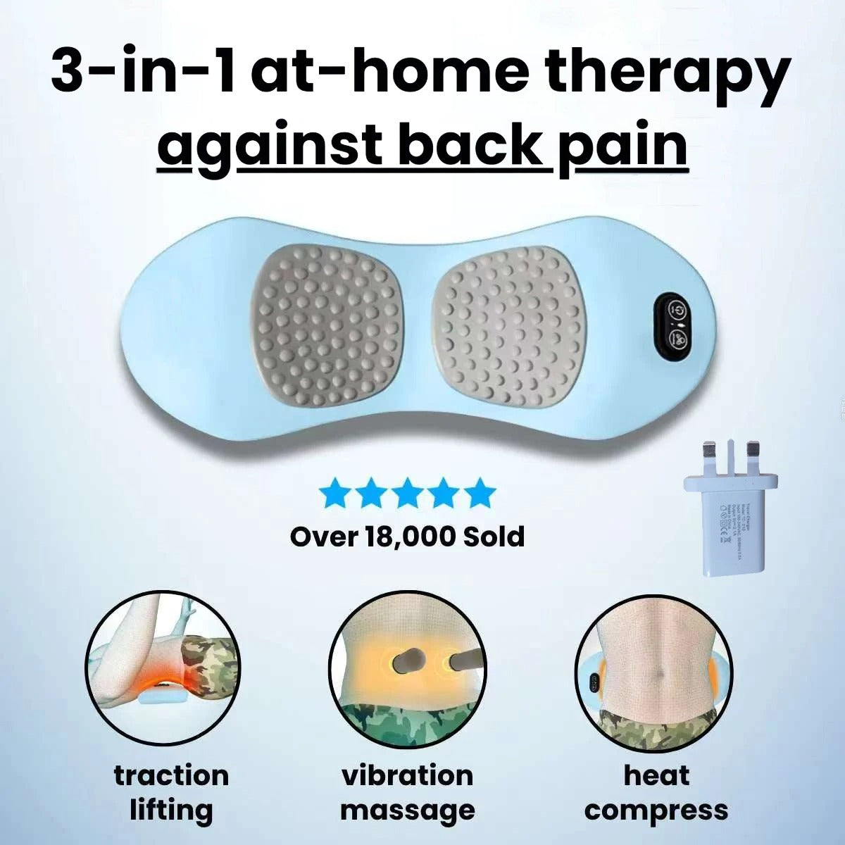 Emeka-3-in-1 Back Massager with Relief Deep Massage Gentle Stretching Warming Restoration Lower Back Pain Relief Waist Massager