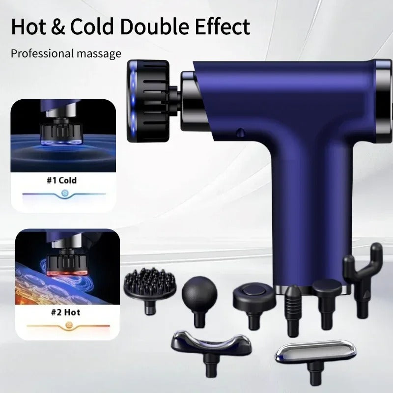 New Electric Massage Gun With Heat Cold 9 Gears Multifunctional Fascia Gun Home Portable Gym Use Small Quiet Handheld Massager