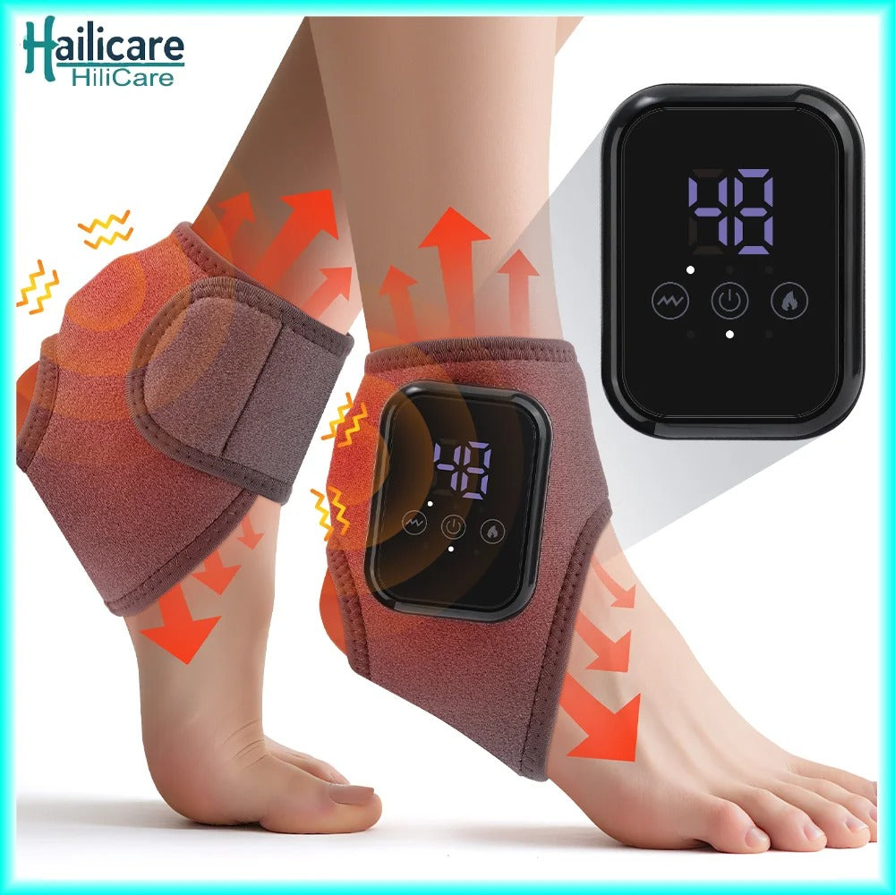 Electric Heating Ankle Guard 3 Levels Hot Compress Vibration Massage Cordless Foot Massager Ankle Joint Protection Heating Strap