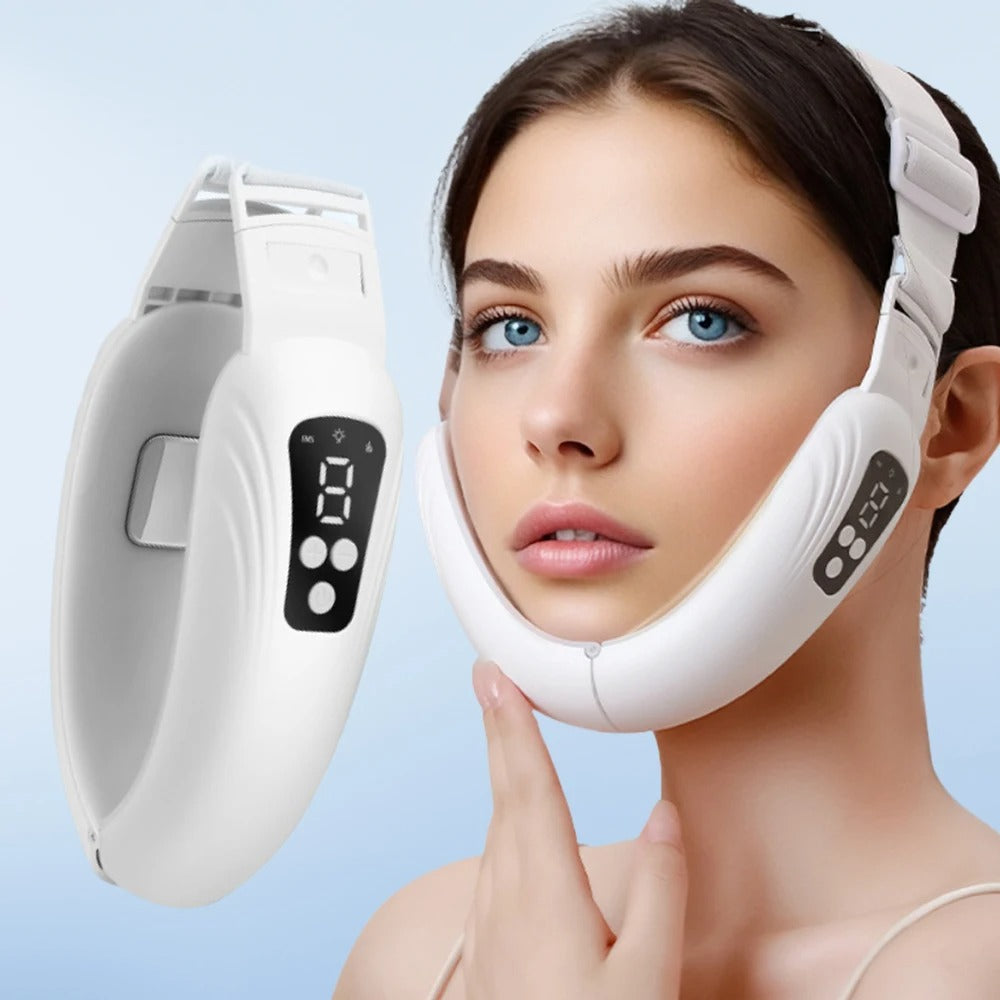 Portable Rechargeable Facial Massager with LED Display - V Face Lift Beauty Device for Skin Tightening