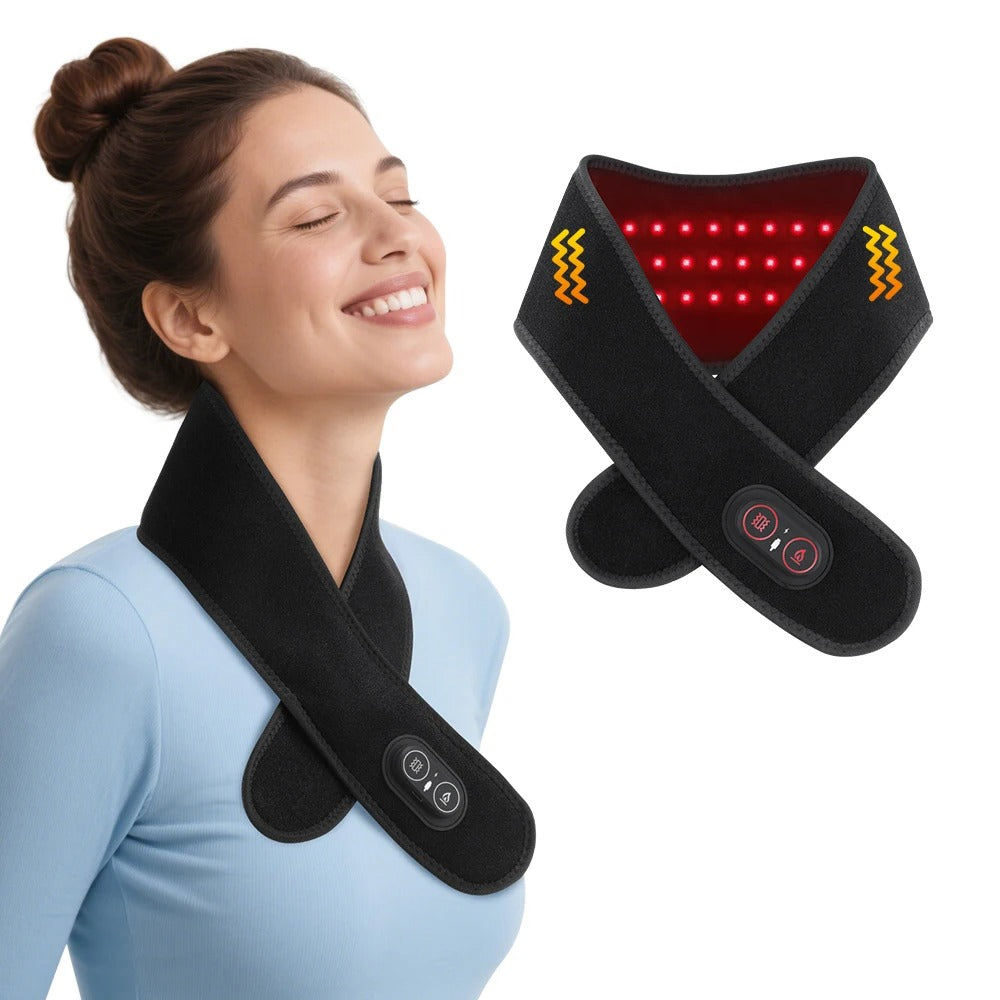 Electric Red Light Heating Neck Belt 660-850nm Infrared Therapy Neck Pain Relief Cervical Protection Neck Vibration Massage Pad