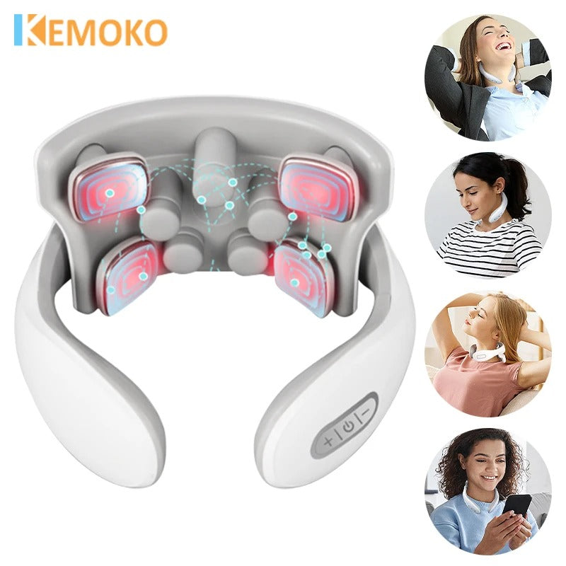 Electric Vibration Neck Masssger Low Frequency Pulse Cervical Massager Rechargeable Smart Neck Massager Hot Compress Massage