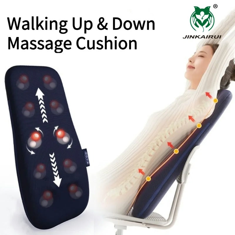 Jinkairui Back Massager Walk Up and Down Massage Cushion with Kneading Heat Neck Shoulder Full Body Massage Machine Spot Massage