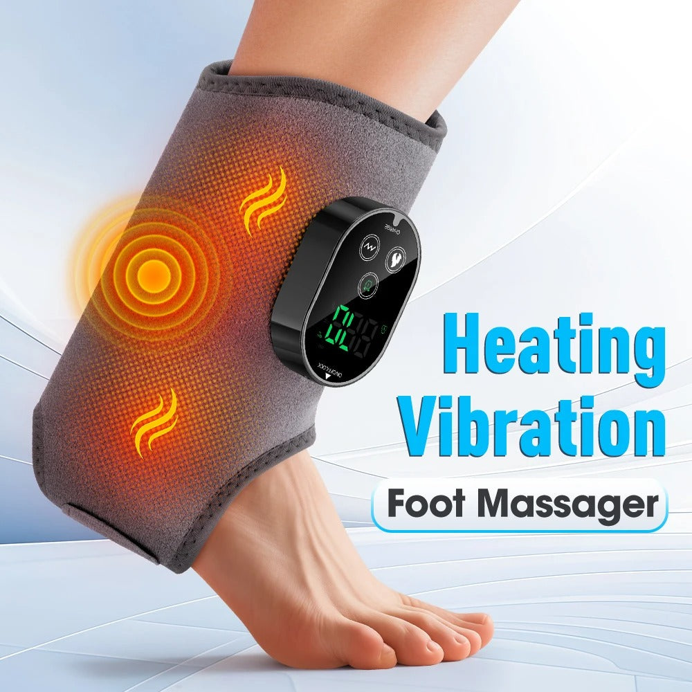 2-in-1 Foot Ankle Massage Belt Heating Vibration Multi-Area Massager with Extension Strap Thermal Relaxation Hot Compress Braces