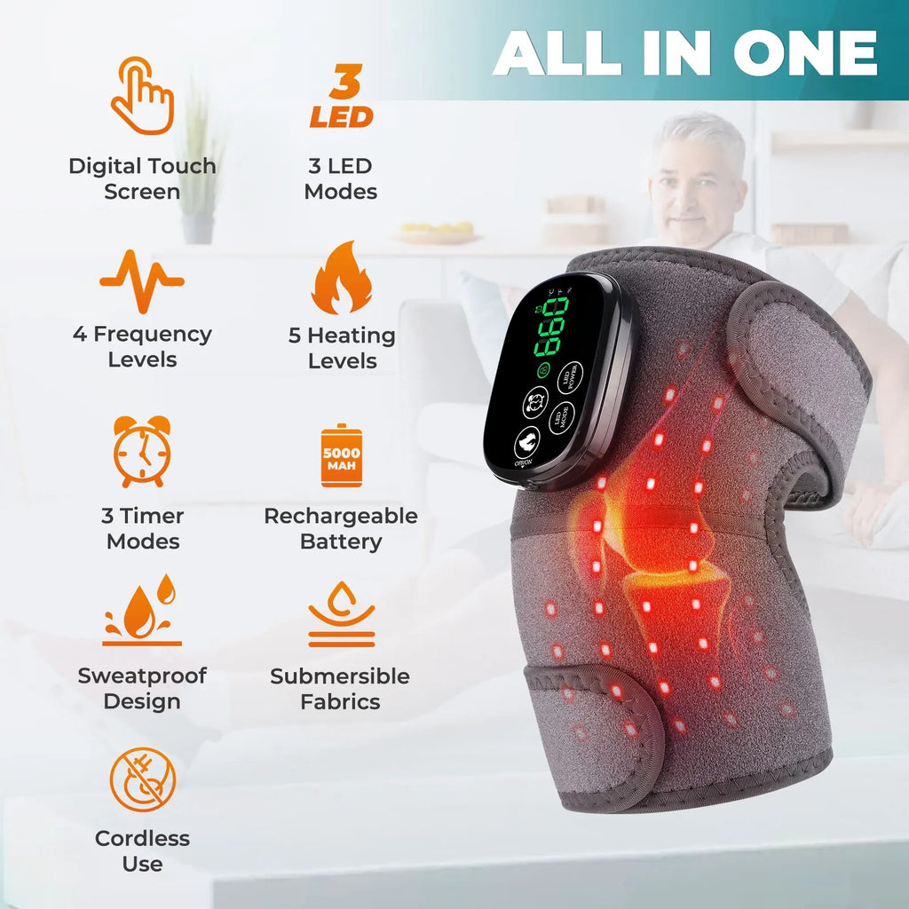 LED Red Light Therapy Knee Massager 660 850nm Infrared Heating Knee Pad Shoulder Elbow Massage Brace For Arthritis Wound Healing