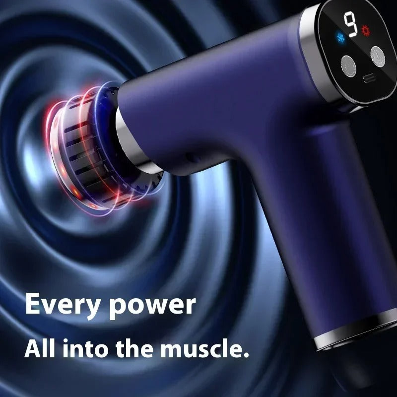 New Electric Massage Gun With Heat Cold 9 Gears Multifunctional Fascia Gun Home Portable Gym Use Small Quiet Handheld Massager