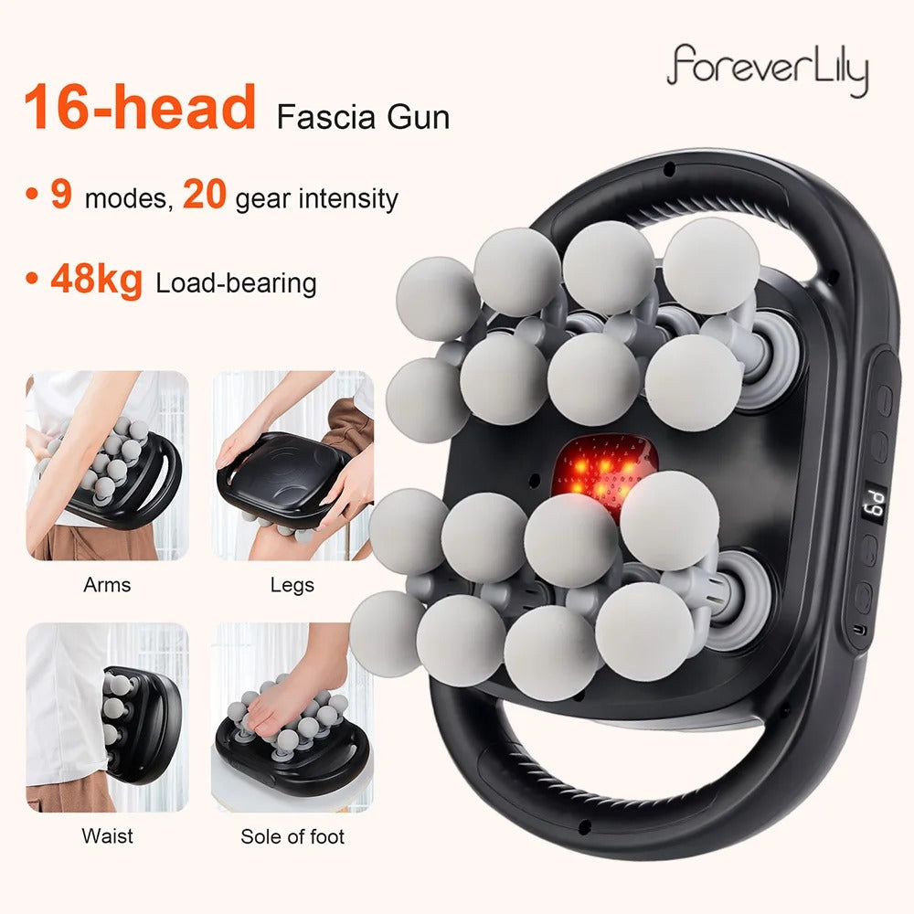 16-Head Fascia Gun High-Frequency Vibration Body Massage Gun Back and Waist Massager Neck Shoulder Massager Muscle massager