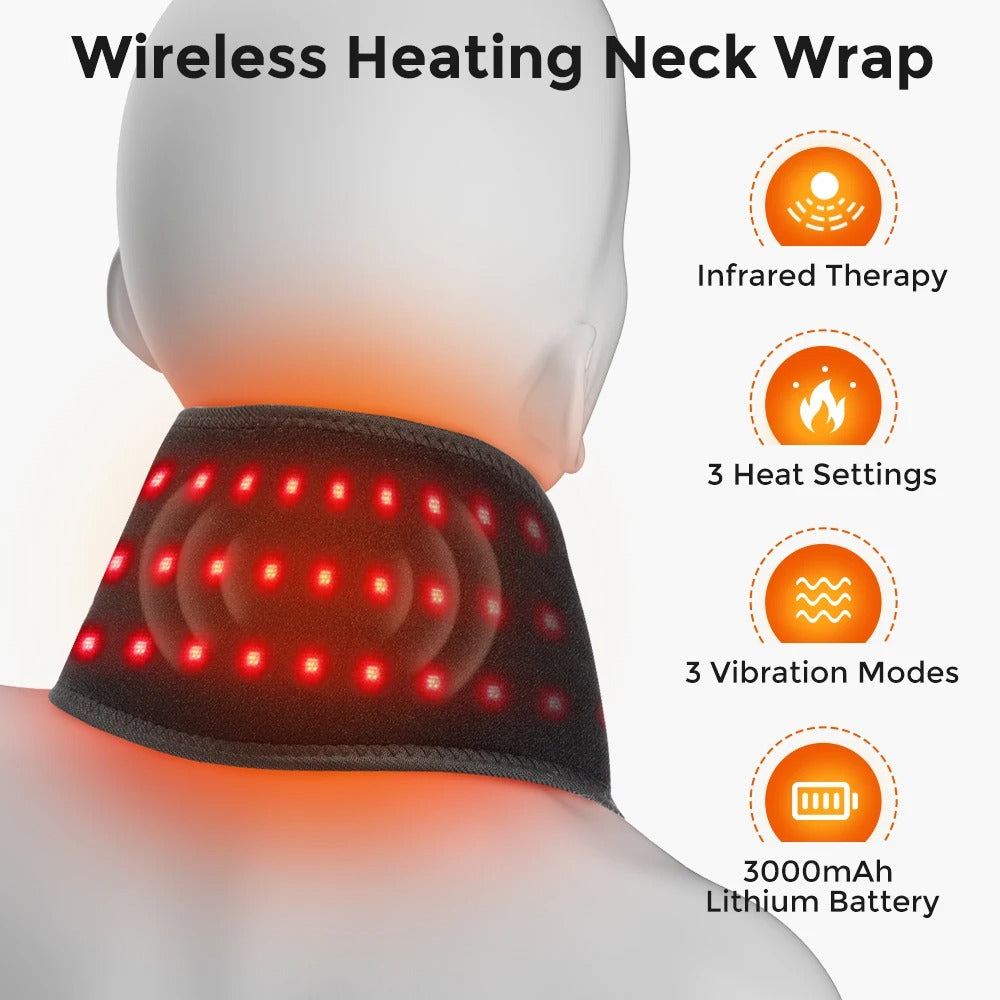 Electric Red Light Heating Neck Belt 660-850nm Infrared Therapy Neck Pain Relief Cervical Protection Neck Vibration Massage Pad