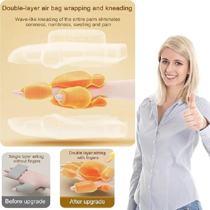 Hand Massager with Heat and Compression Electric Cordless Portable Wrist & Finger Massager 5-Level Adjustable Pressure Best Gift