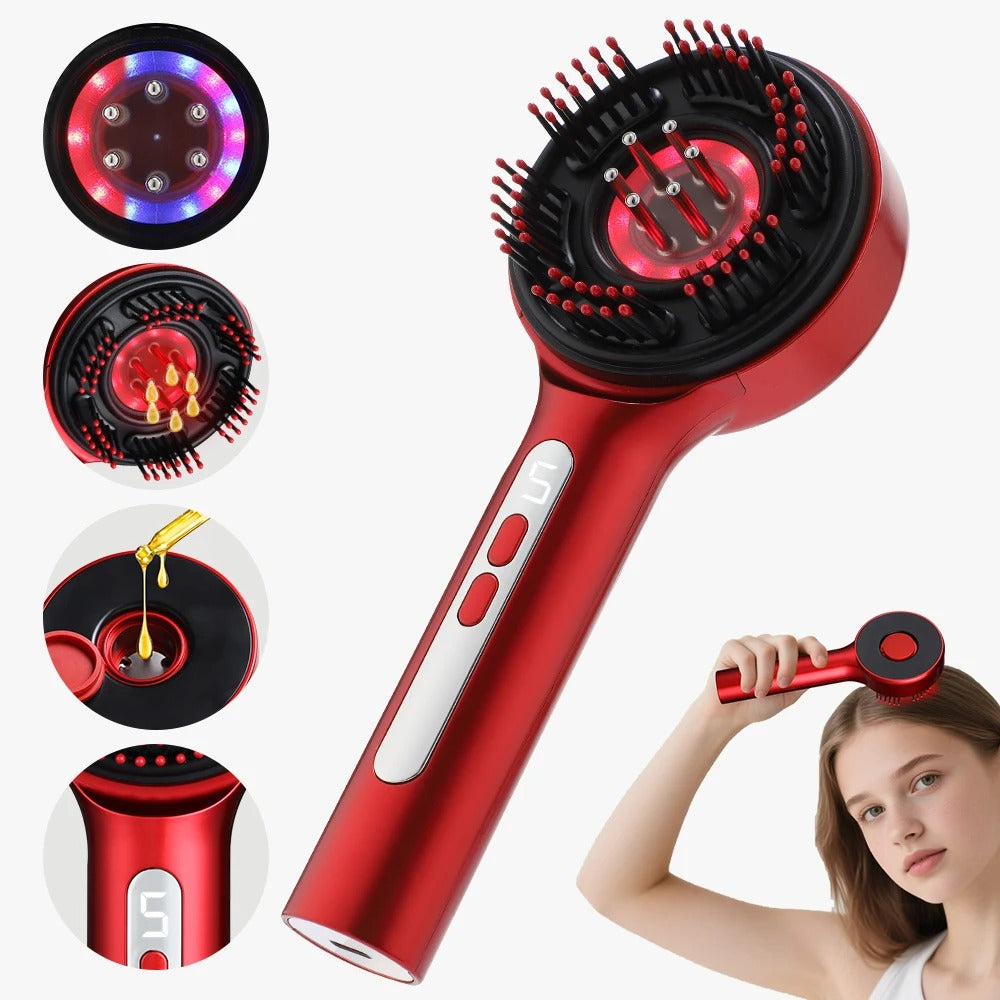 Electric Vibration Massage Comb Red Light Therapy Hair Growth Massage Scalp Brush Anti Hair Loss Liquid Oil Applicator Hair Care