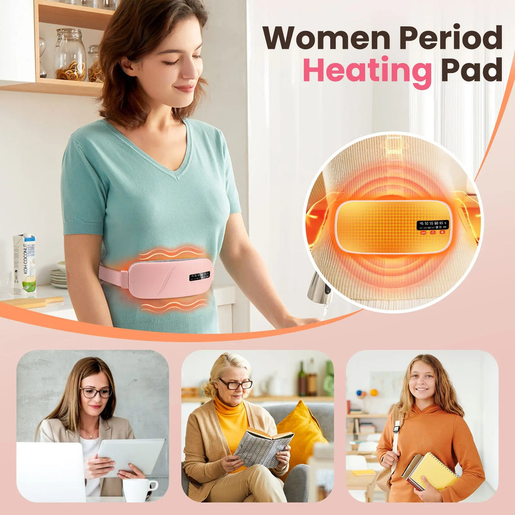 omen’s Period Pain Relief Belt Fast Heating 45-65°C 4 Adjustable Vibration Portable Menstrual Massager for Stomach/Back Pain