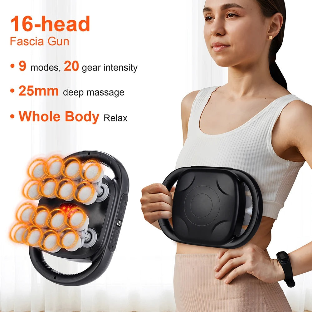 16-Head Fascia Gun High-Frequency Vibration Body Massage Gun Back and Waist Massager Neck Shoulder Massager Muscle massager