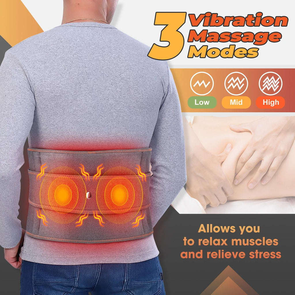 Electric Heating Waist Massage Belt Infrared Vibration Hot Compress Lumbar Brace Spine Decompression Massager Back Support Belt
