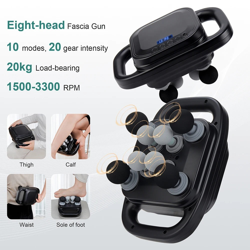 8-Head Fascia Gun High-Frequency Vibration Body Massage Gun Back and Waist Massager Neck Shoulder Massager Muscle masajeador