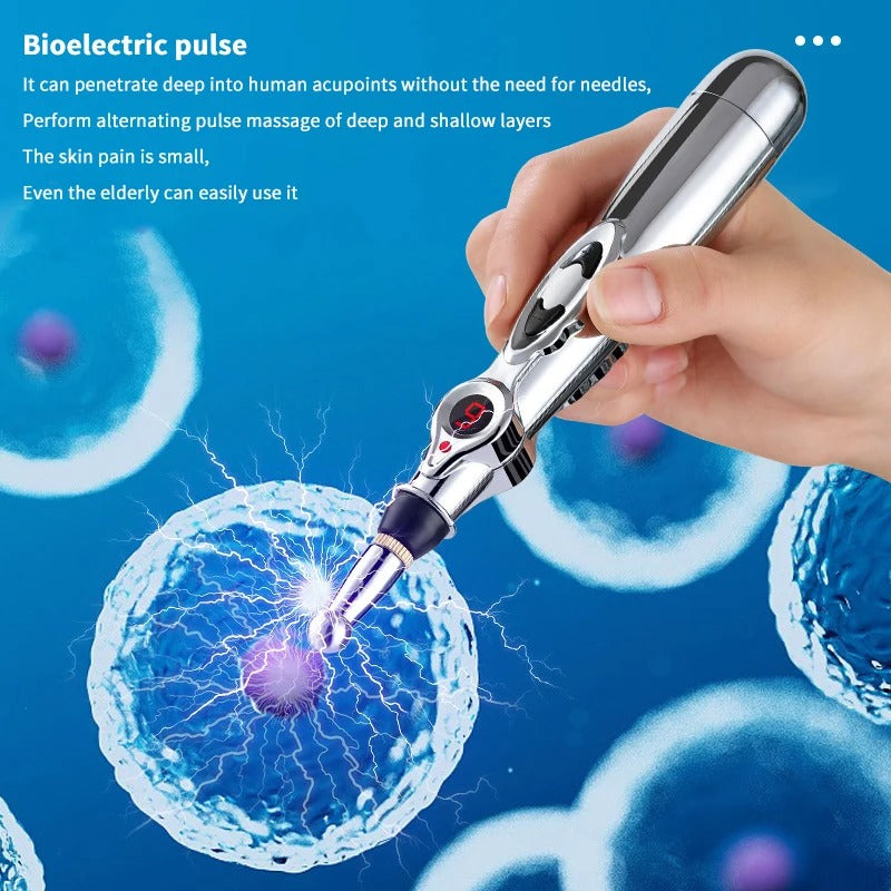 Electric Massage Pen Adjustable For Body Back Hand Massage Press And Relax Muscles, Battery Powered Silver