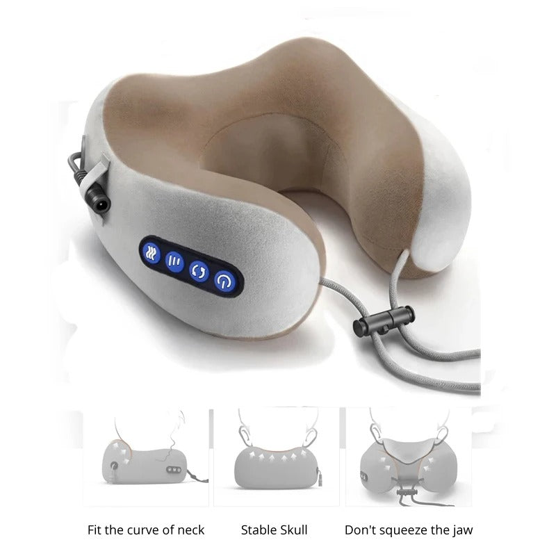 Portable U-Shape Neck Pillow Massage Machine Vibrater Shoulder Neck Muscle Relax Electric Massager Instrument USB Charging