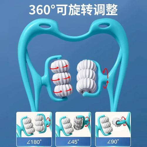 Cervical spine massager manual clip neck neck 6 rounds kneading artefact handheld home six rollers shoulder and neck massage