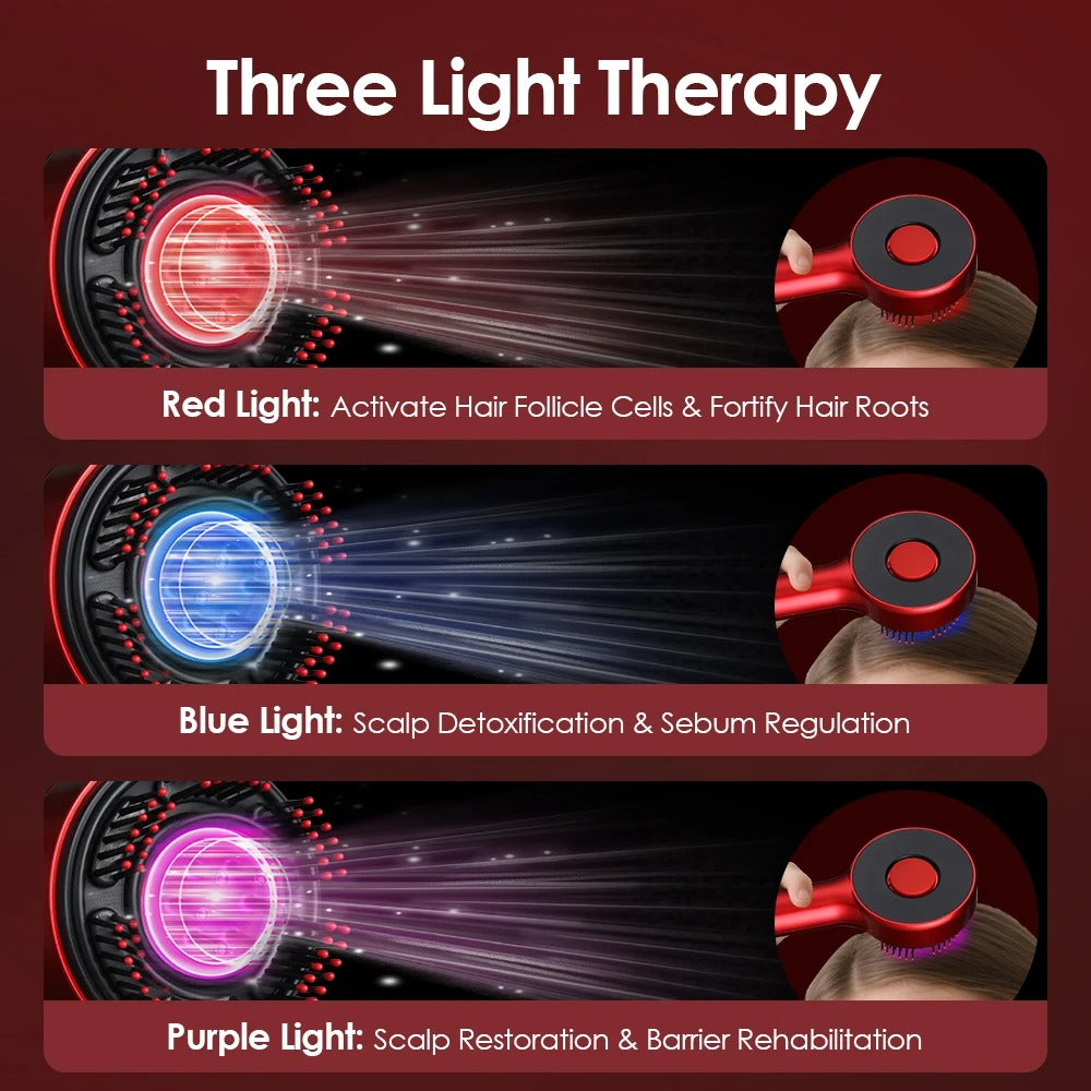 Electric Vibration Massage Comb Red Light Therapy Hair Growth Massage Scalp Brush Anti Hair Loss Liquid Oil Applicator Hair Care