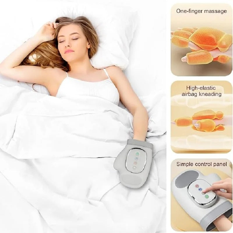 Hand Massager with Heat and Compression Electric Cordless Portable Wrist & Finger Massager 5-Level Adjustable Pressure Best Gift
