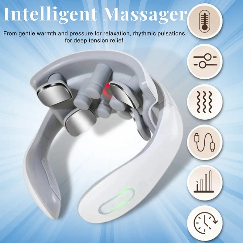 Electric Vibration Neck Masssger Low Frequency Pulse Cervical Massager Rechargeable Smart Neck Massager Hot Compress Massage