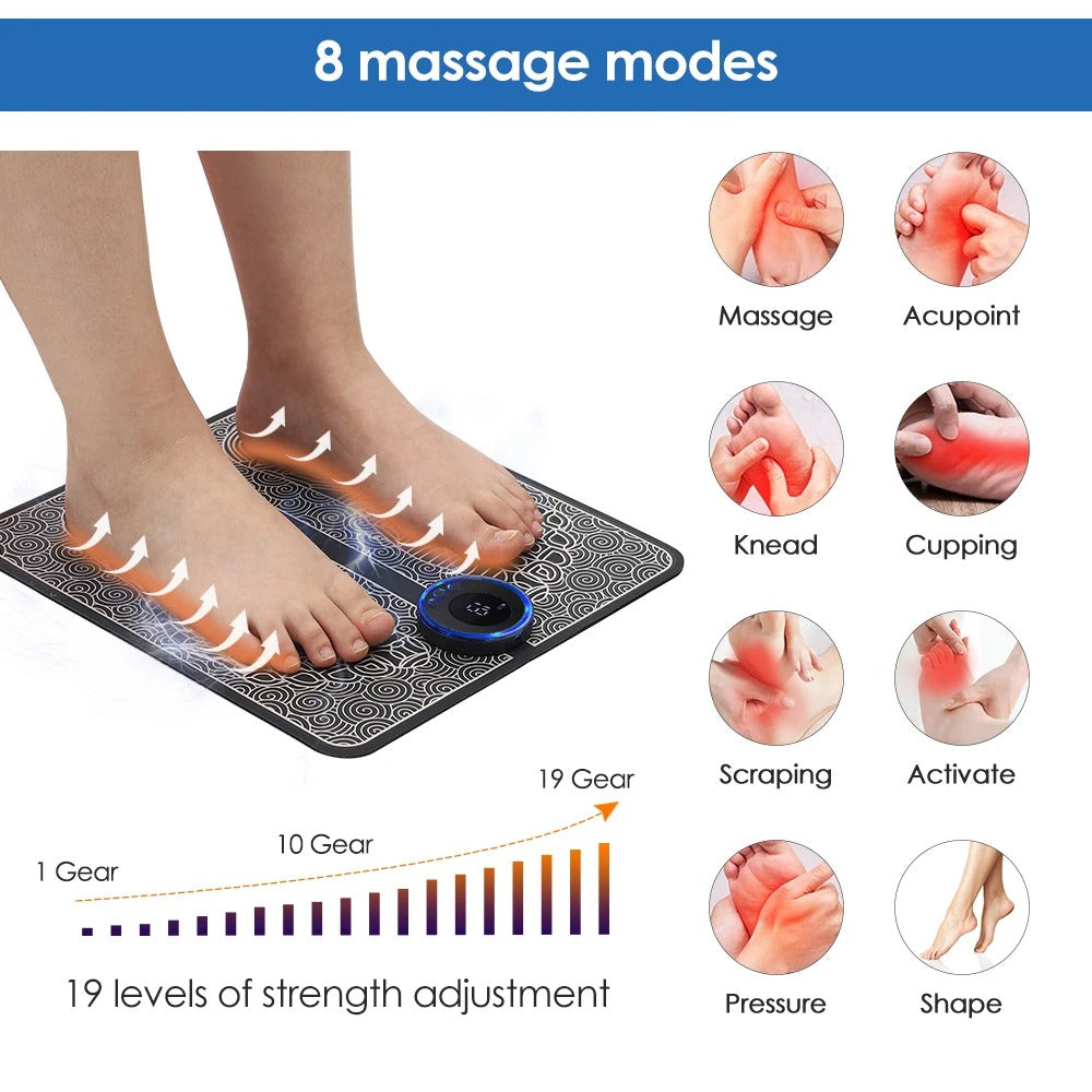 Electric Massage Pad Relieve Sore Feet Leg Cramps Pulse Sole Massager EMS Foot Massager Pad Improve Blood Circulation