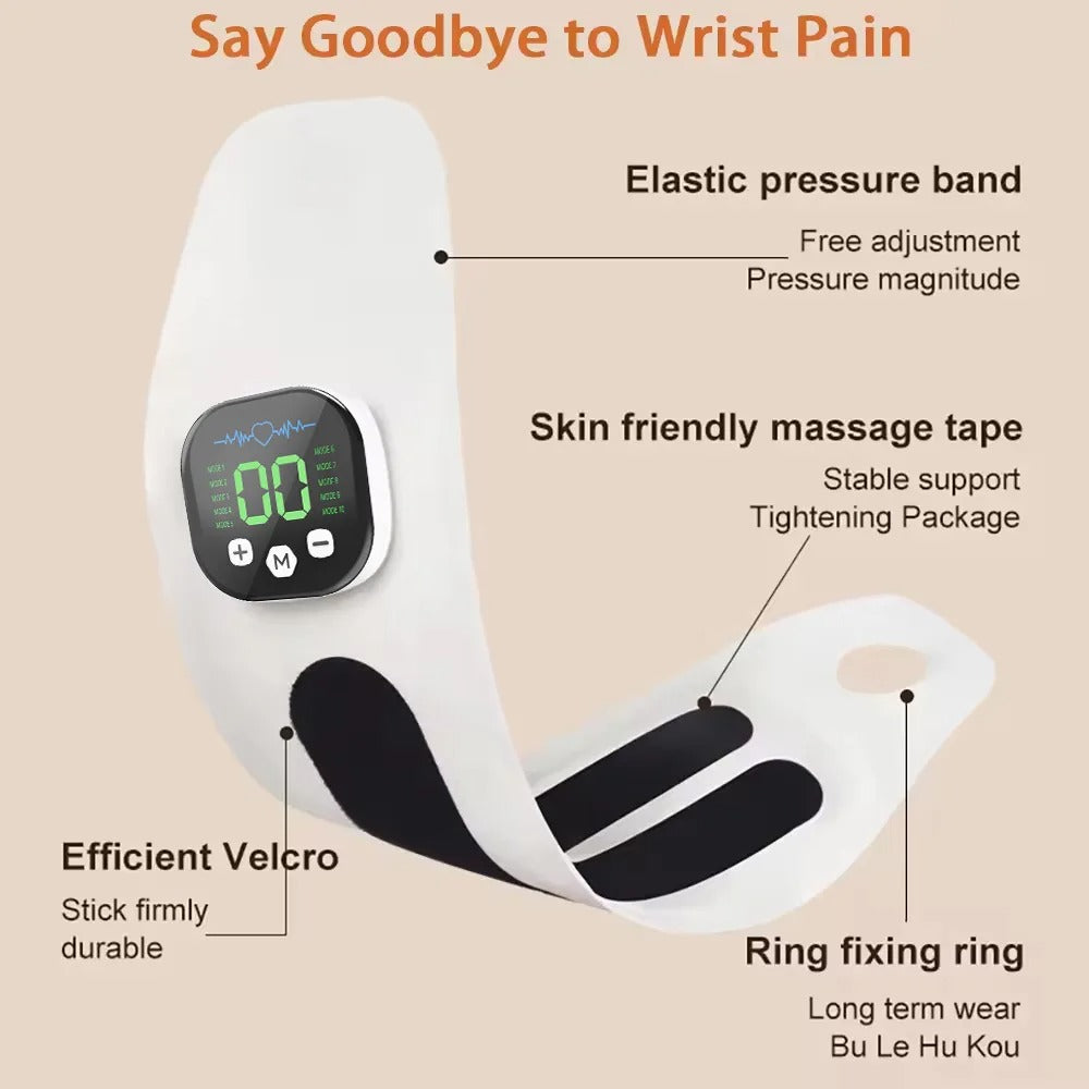 EMS Electric Wrist Hand Massager Usb Rechargeable Vibration Massage Wrist Adjustable Wrist for Carpal Tunnel Fatigue Relief