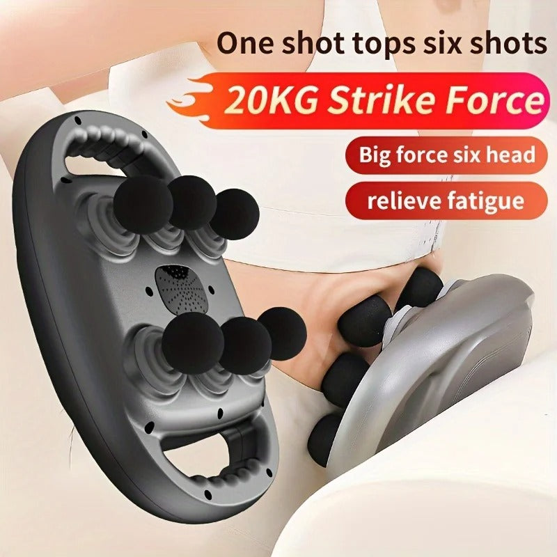 Six Heads Fascia Gun Muscle Massager Gun High Frequency Waist Legs Massage Machine Neck Shoulder Professional Muscle Relaxation