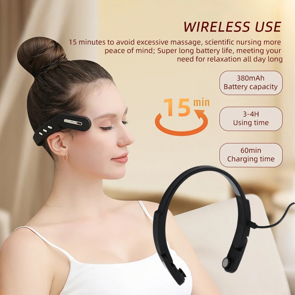 Electric Head Massager EMS Micro-Current Vibration Head Temple Massager Relieve Brain Fatigue Relief Improve Sleep Wireless Use