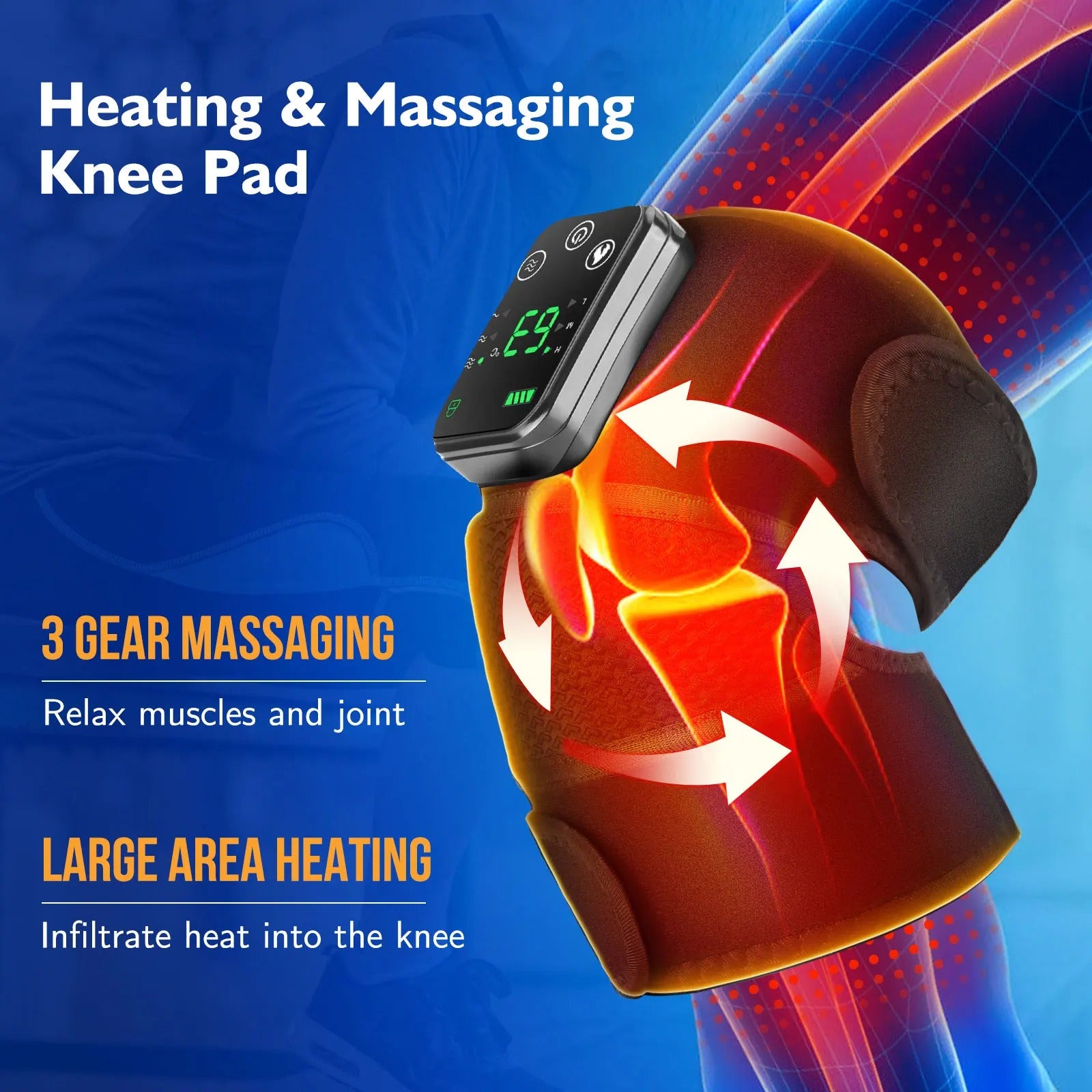 Knee Massager Fast Heating Pad for Shoulder Elbow Leg Knee Massage Device Vibration Massage Warm Heated Kneepad for Men Women