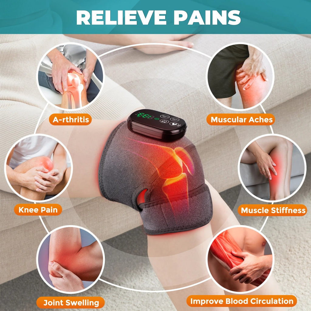 LED Red Light Therapy Knee Massager 660 850nm Infrared Heating Knee Pad Shoulder Elbow Massage Brace For Arthritis Wound Healing