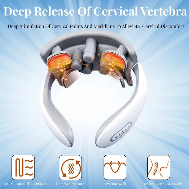 Electric Vibration Neck Masssger Low Frequency Pulse Cervical Massager Rechargeable Smart Neck Massager Hot Compress Massage