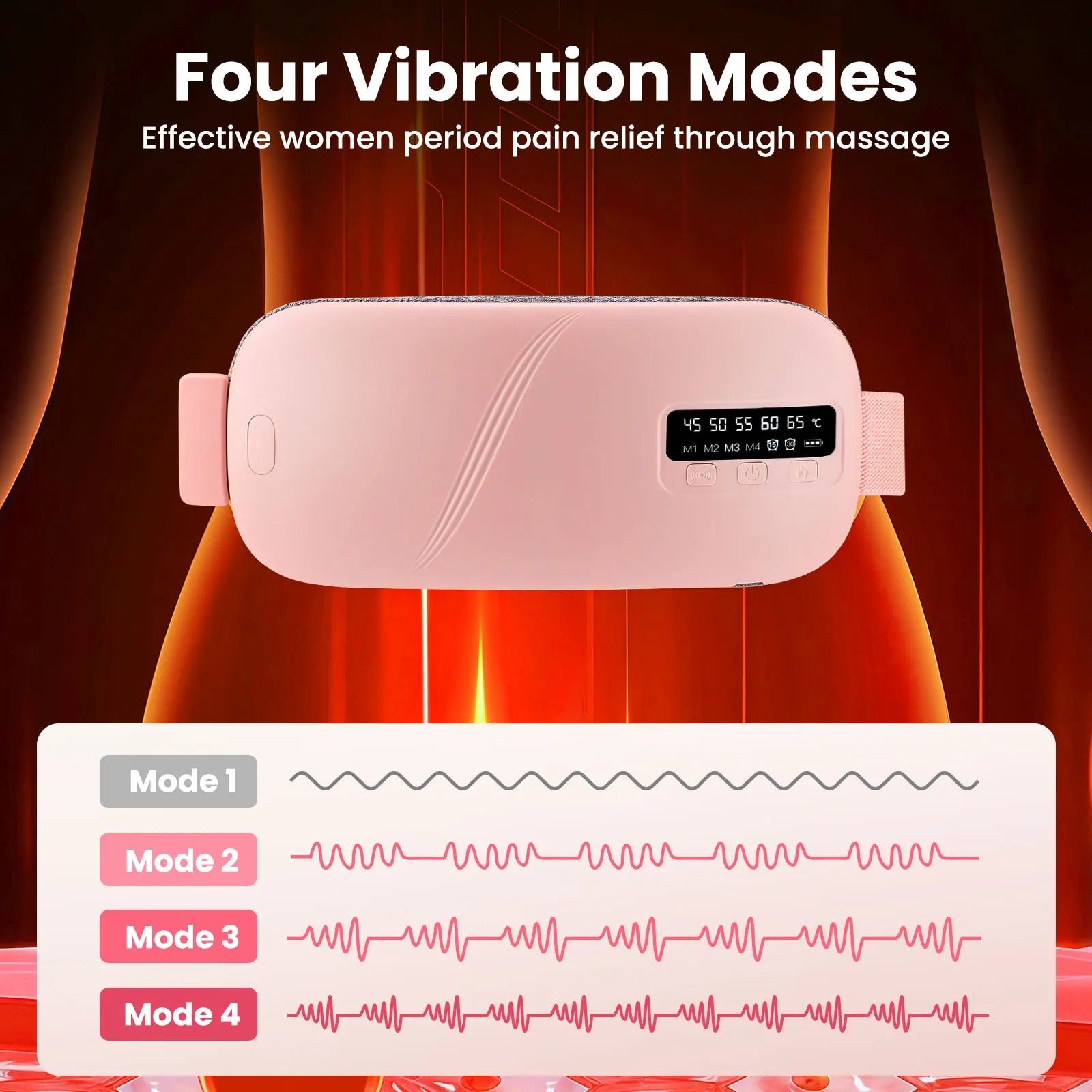 omen’s Period Pain Relief Belt Fast Heating 45-65°C 4 Adjustable Vibration Portable Menstrual Massager for Stomach/Back Pain