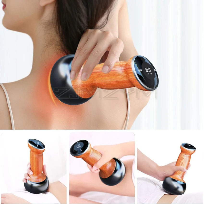 Electric Hot Stone GuaSha Massager Skin Scraping Back Neck Massage Shock Relax Muscles Bian Stone Guasha Tool Physiotherapy