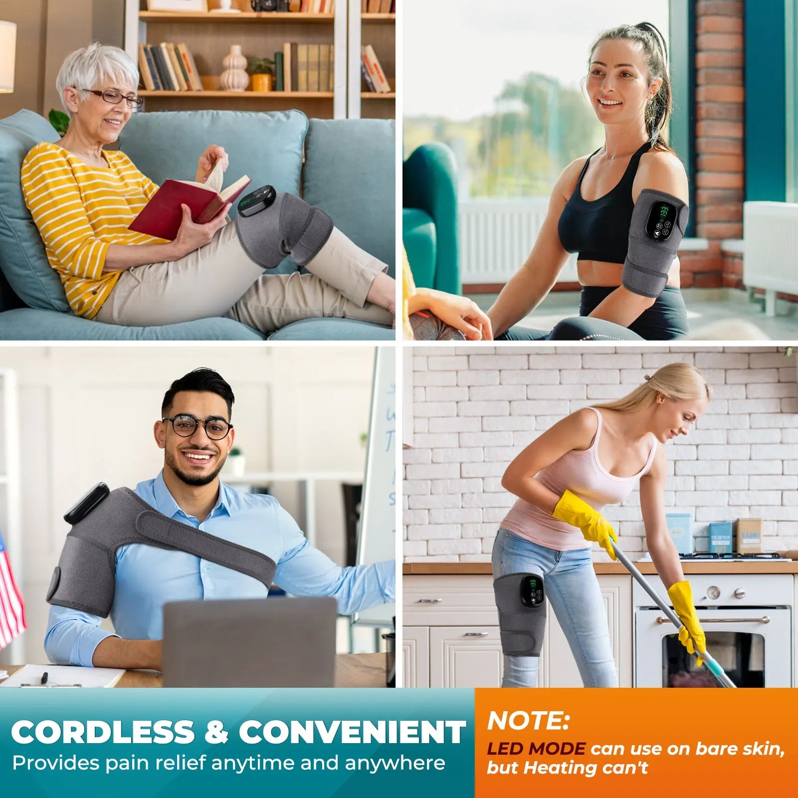 LED Red Light Therapy Knee Massager 660 850nm Infrared Heating Knee Pad Shoulder Elbow Massage Brace For Arthritis Wound Healing