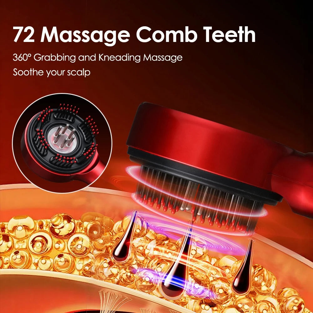Electric Vibration Massage Comb Red Light Therapy Hair Growth Massage Scalp Brush Anti Hair Loss Liquid Oil Applicator Hair Care