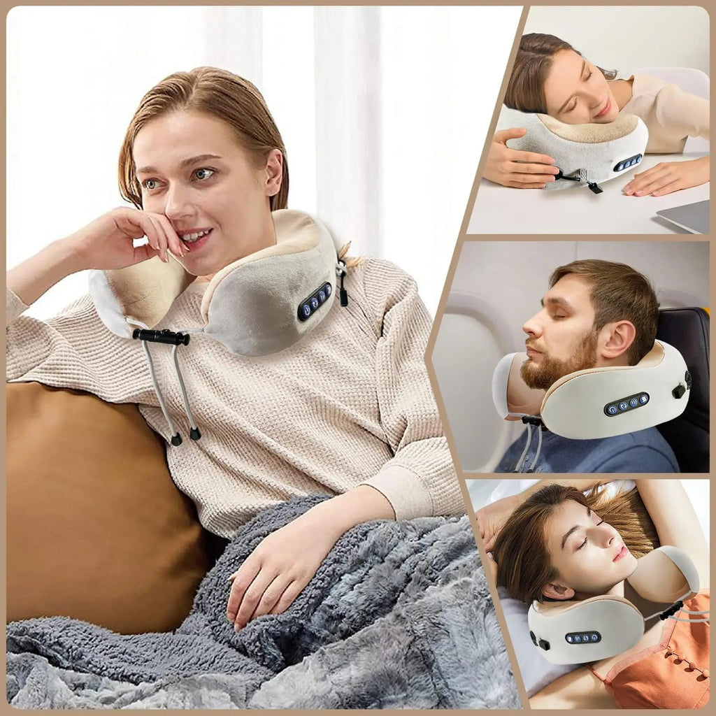 Portable U-Shape Neck Pillow Massage Machine Vibrater Shoulder Neck Muscle Relax Electric Massager Instrument USB Charging