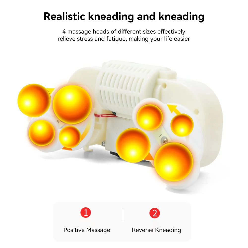 Electric Massage Pillow 4-Button Massager For Shoulder Neck Back Lumbar Hot Compress Kneading Full Body Relax Shiatsu Massage