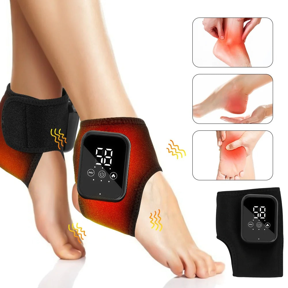 Electric Heating Ankle Guard 3 Levels Hot Compress Vibration Massage Cordless Foot Massager Ankle Joint Protection Heating Strap