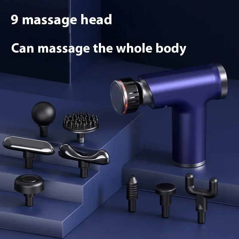 New Electric Massage Gun With Heat Cold 9 Gears Multifunctional Fascia Gun Home Portable Gym Use Small Quiet Handheld Massager
